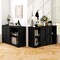 Costway Stackable Buffet Sideboard Set of 2 with Sliding Doors & Adjustable Shelf Brown/Black/Grey/Antique White